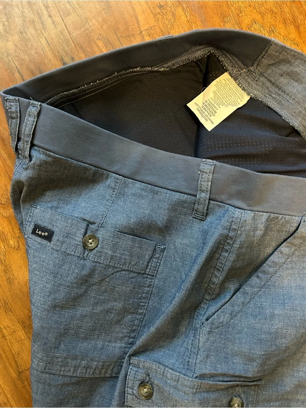 Denim Mini Skirt With Cargo Pockets Buttons built-in under shorts